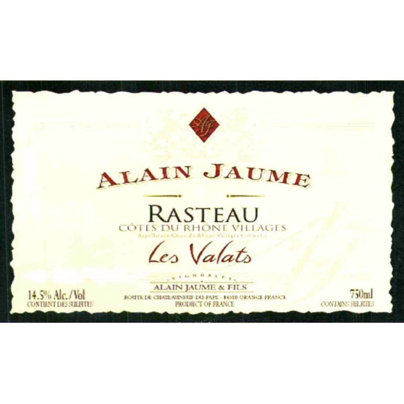 Alain Jaume Rasteau Les Valats 2007 Front Label