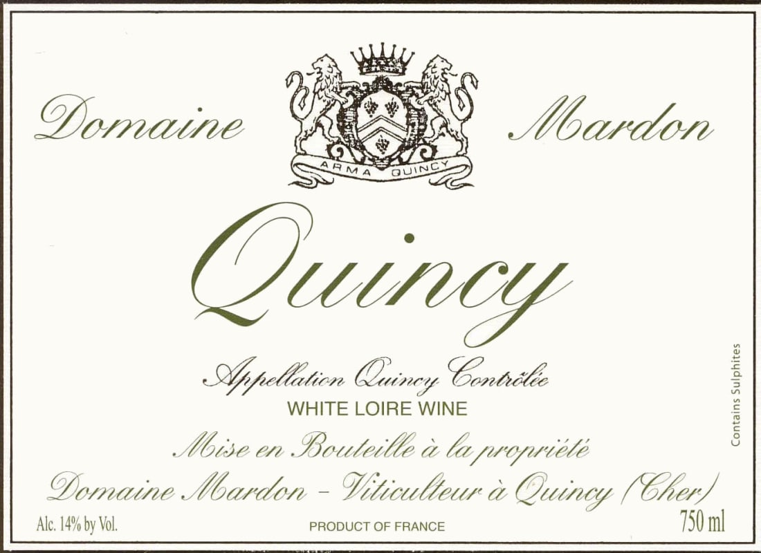 Domaine Mardon Quincy 2012 Front Label