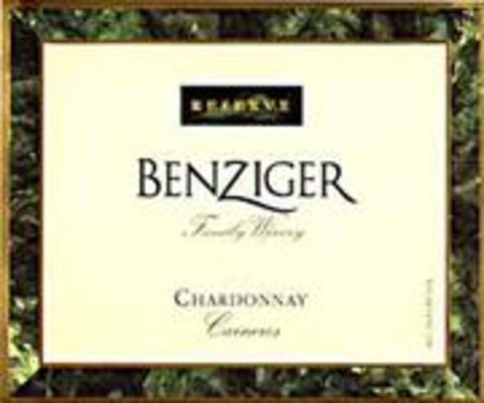 Benziger Reserve Chardonnay 1997 Front Label