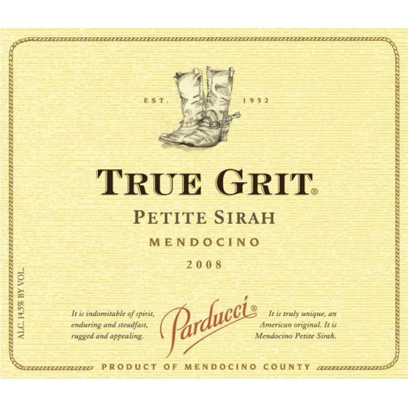 Parducci True Grit Reserve Petite Sirah 2008 Front Label