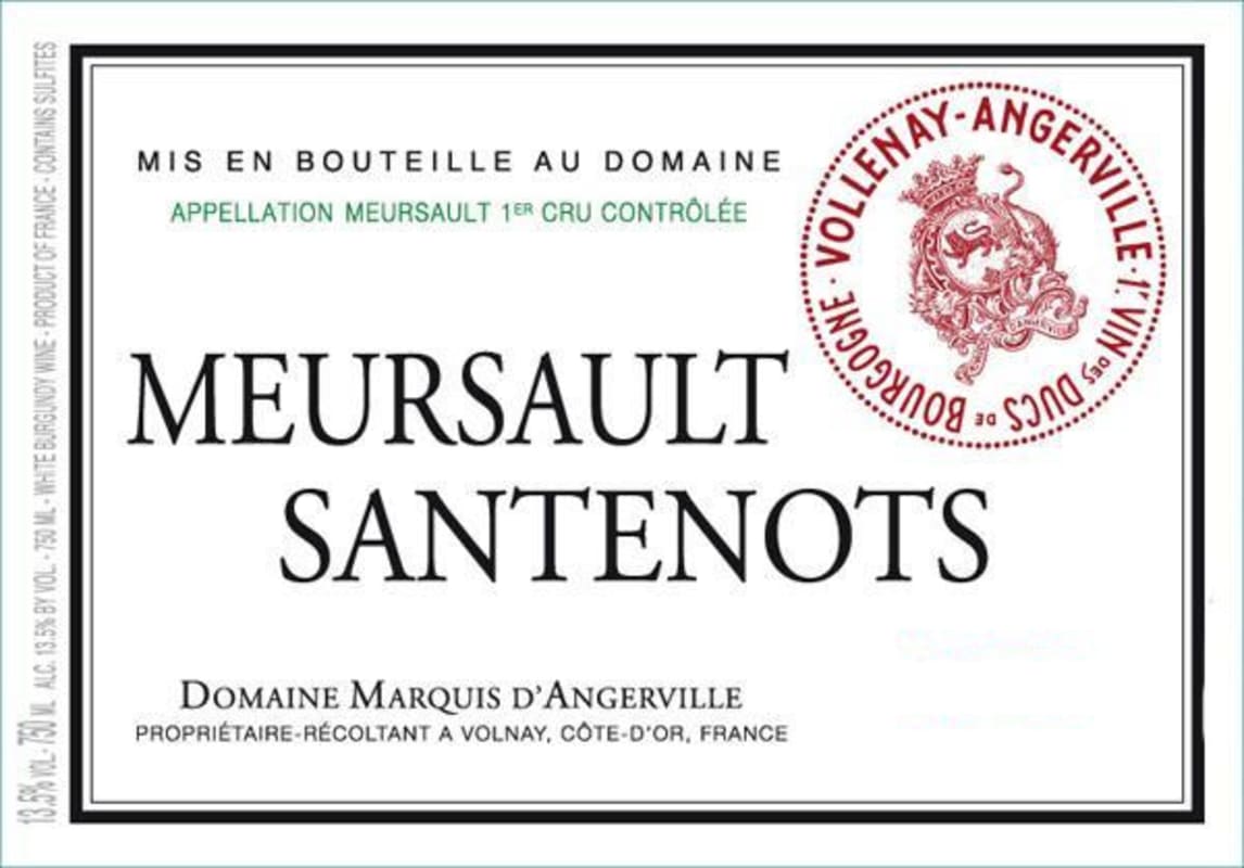 Domaine Marquis d'Angerville Meursault Santenots Premier Cru 2013 Front Label
