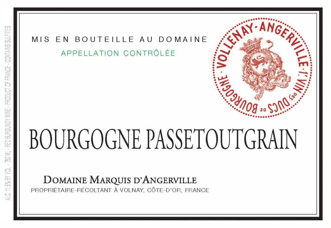 Domaine Marquis d'Angerville Bourgogne Passetoutgrain 2014 Front Label