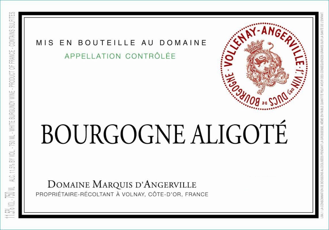 Domaine Marquis d'Angerville Bourgogne Aligote 2013 Front Label