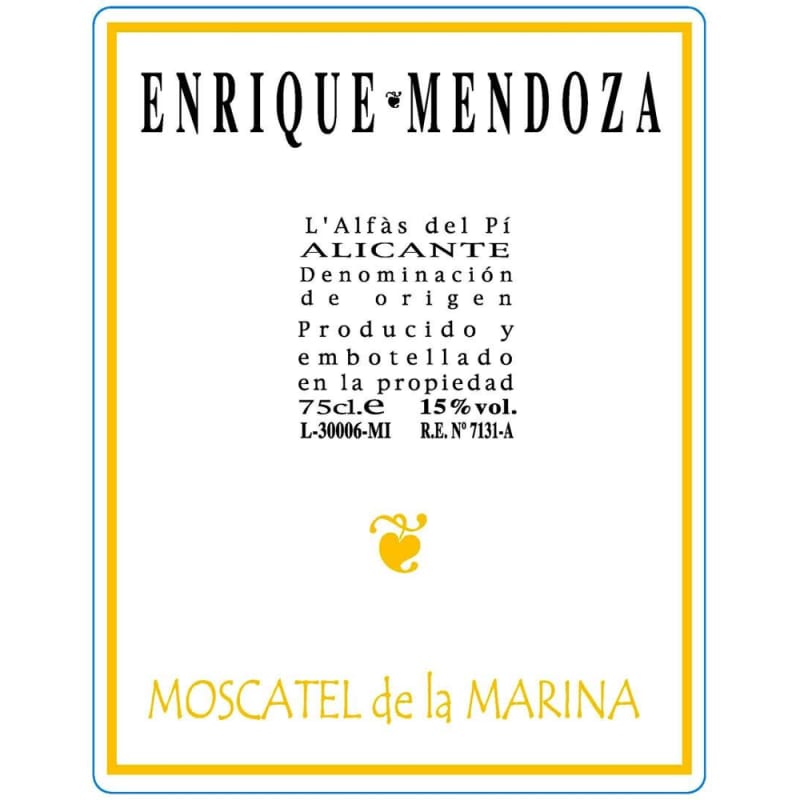 Enrique Mendoza Moscatel de La Marina 2010 Front Label