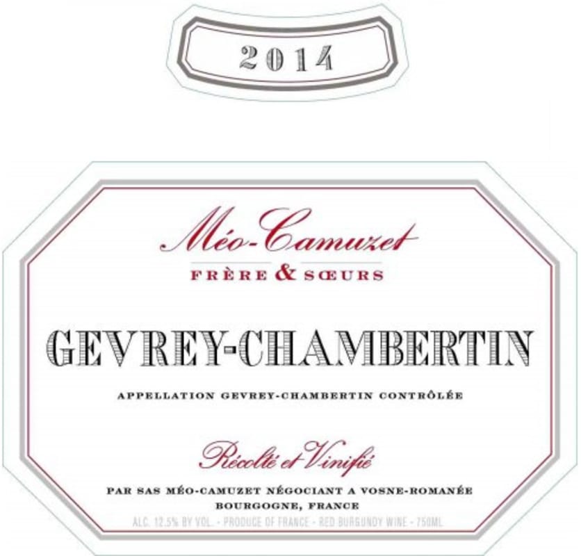Domaine Meo-Camuzet Gevrey-Chambertin 2014 Front Label