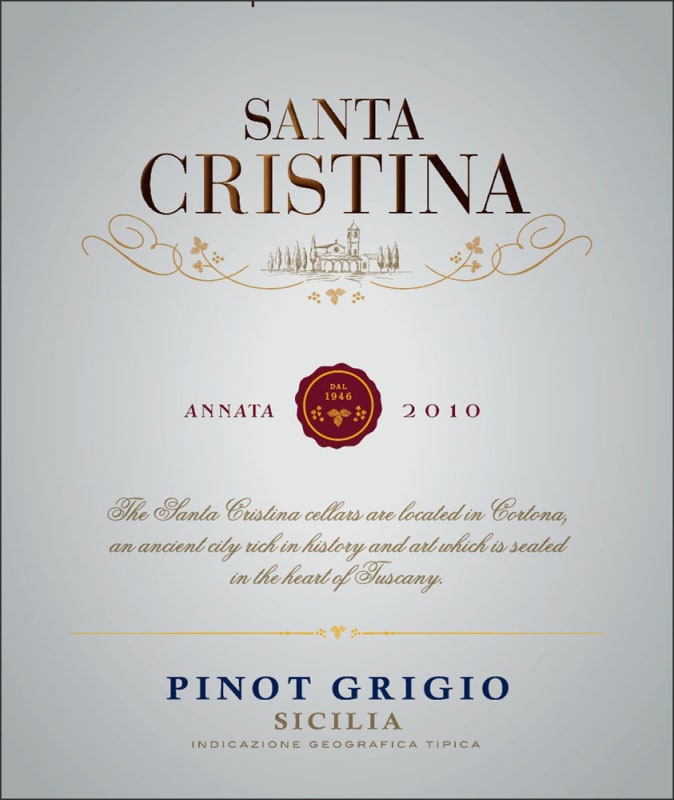 Santa Cristina by Antinori Pinot Grigio 2010 Front Label