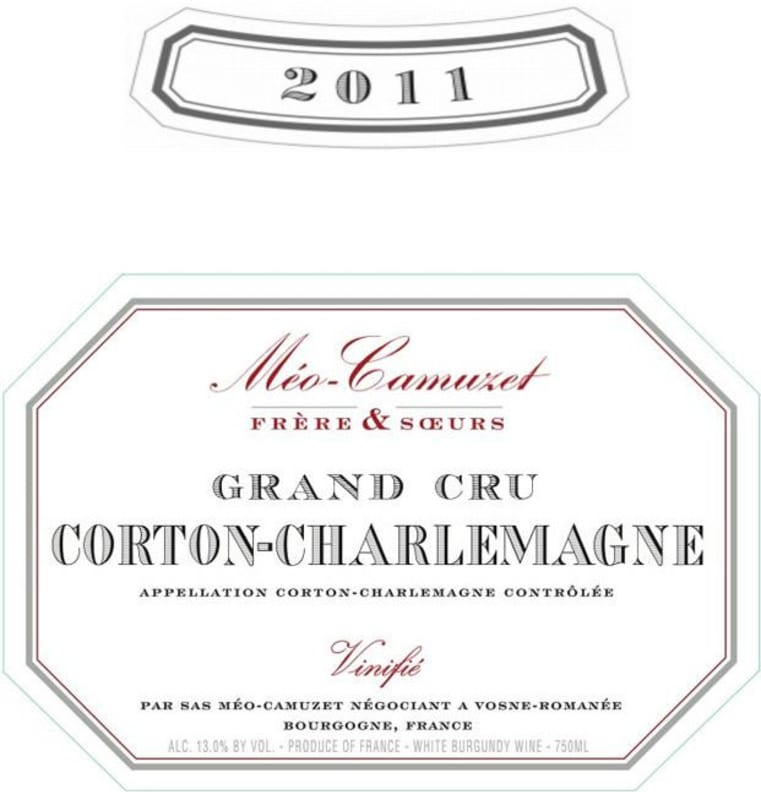 Domaine Meo-Camuzet Corton-Charlemagne Grand Cru 2011 Front Label