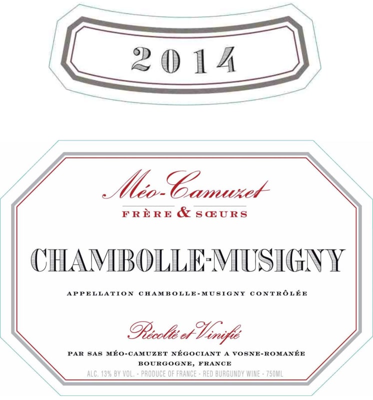 Domaine Meo-Camuzet Chambolle-Musigny 2014 Front Label