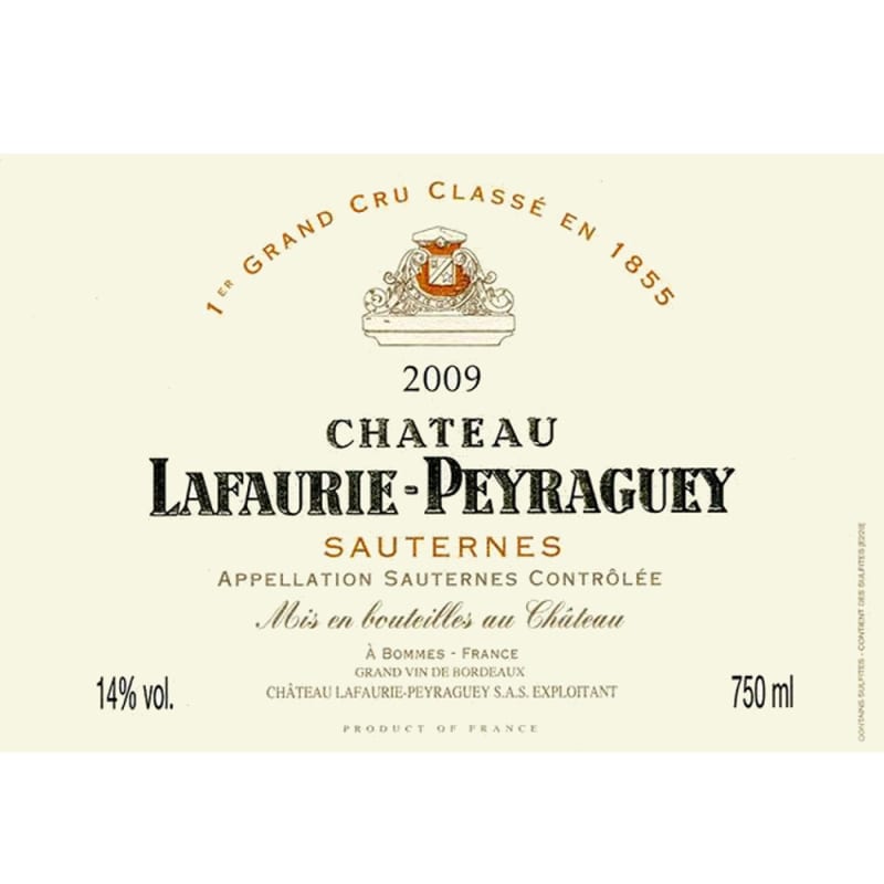 Chateau Lafaurie-Peyraguey Sauternes 2009 Front Label