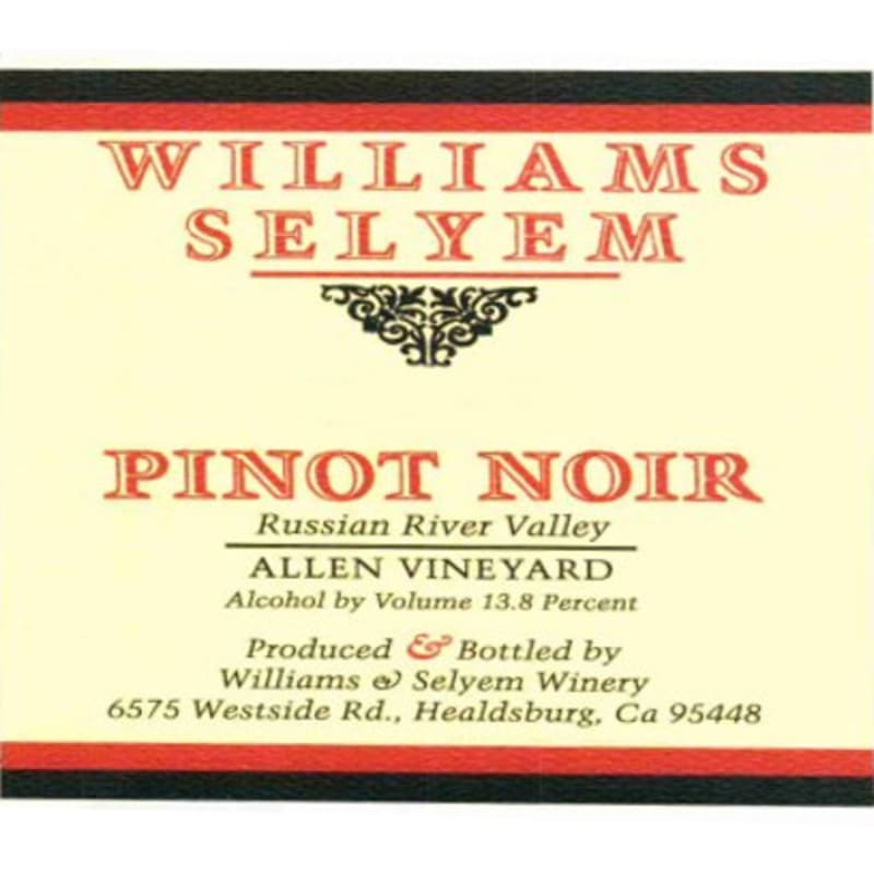 Williams Selyem Allen Vineyard Pinot Noir 2009 Front Label