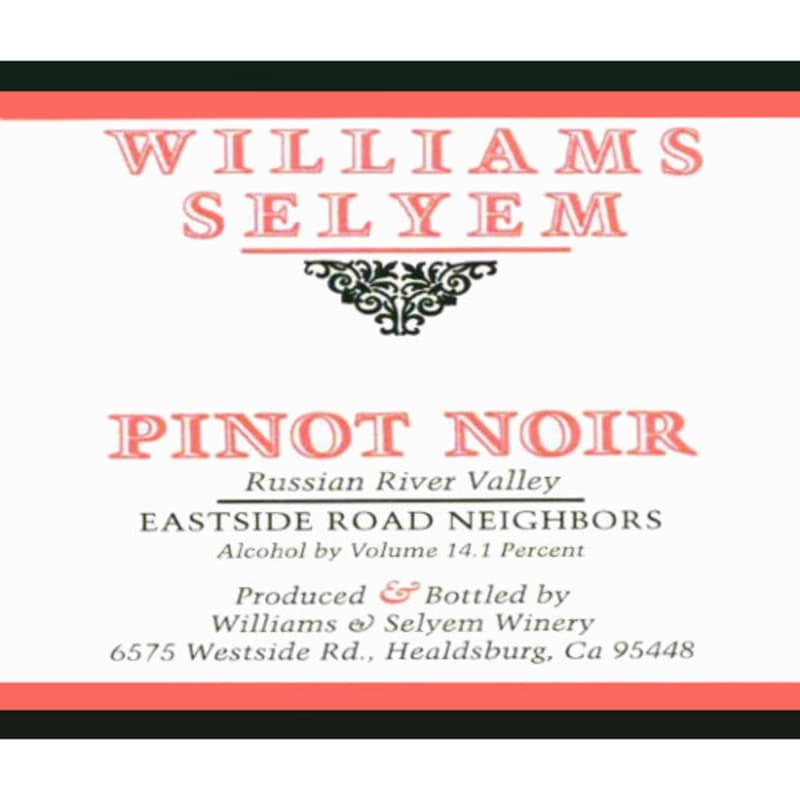 Williams Selyem Eastside Road Neighbors Pinot Noir 2009 Front Label