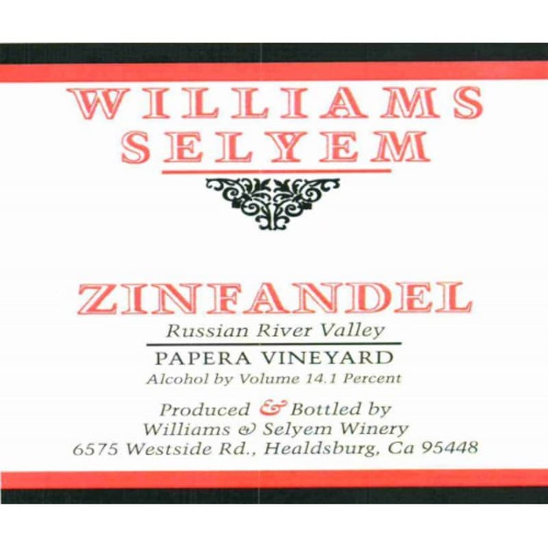 Williams Selyem Papera Vineyard Zinfandel 2009 Front Label