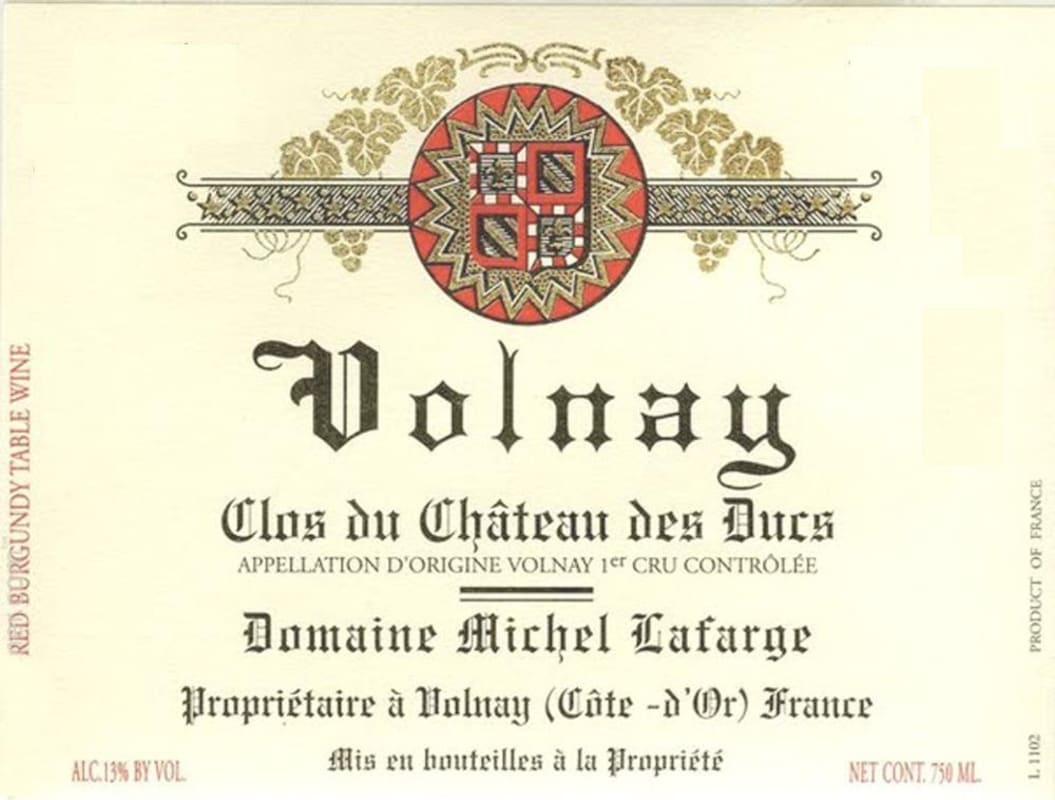 Domaine Michel Lafarge Volnay Clos du Chateau des Ducs Premier Cru 2012 Front Label