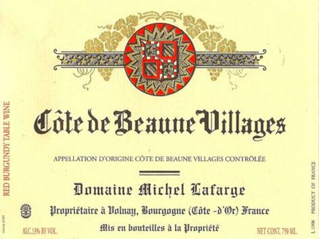 Domaine Michel Lafarge Cote de Beaune Villages 2011 Front Label