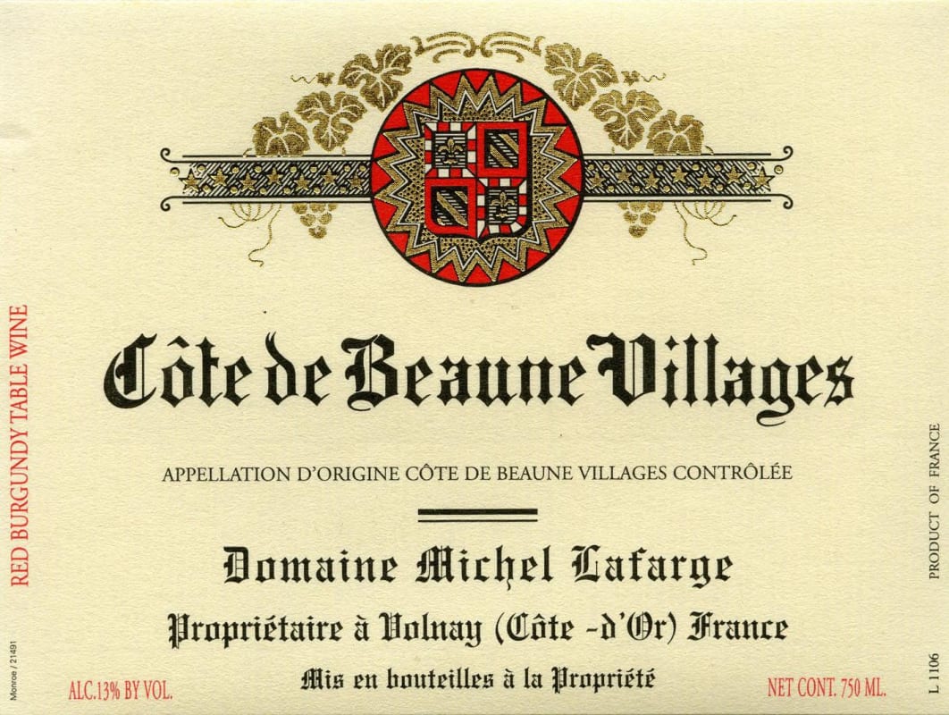 Domaine Michel Lafarge Cote de Beaune Villages 2008 Front Label