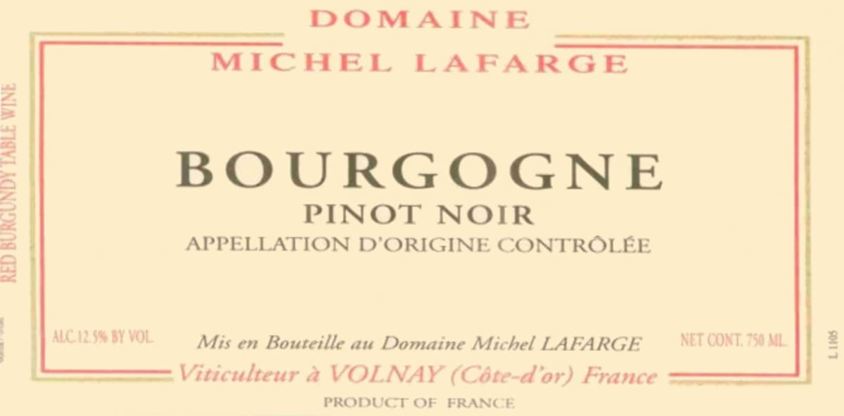 Domaine Michel Lafarge Bourgogne Pinot Noir 2005 Front Label