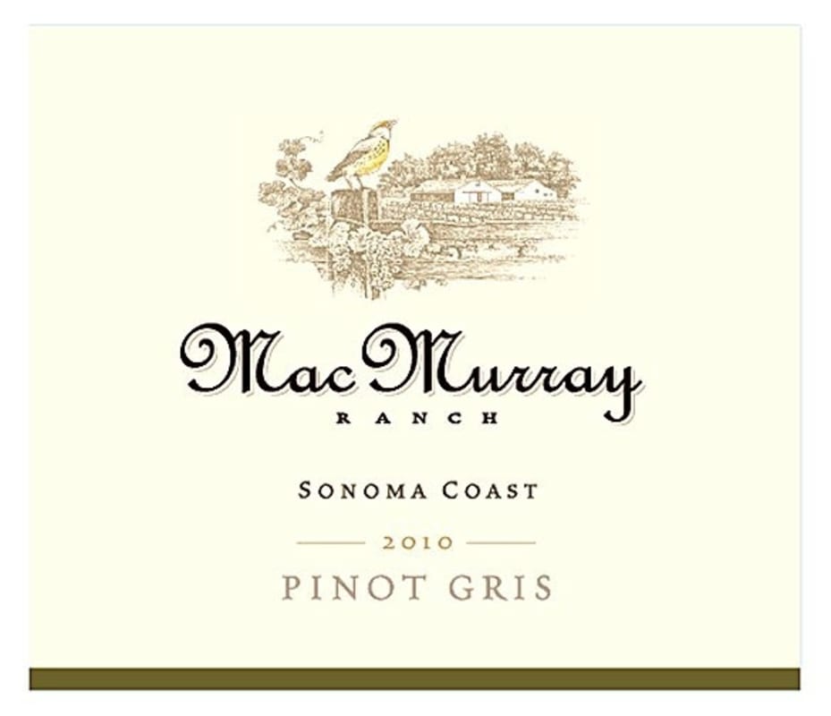 MacMurray Ranch Sonoma Coast Pinot Gris 2010 Front Label