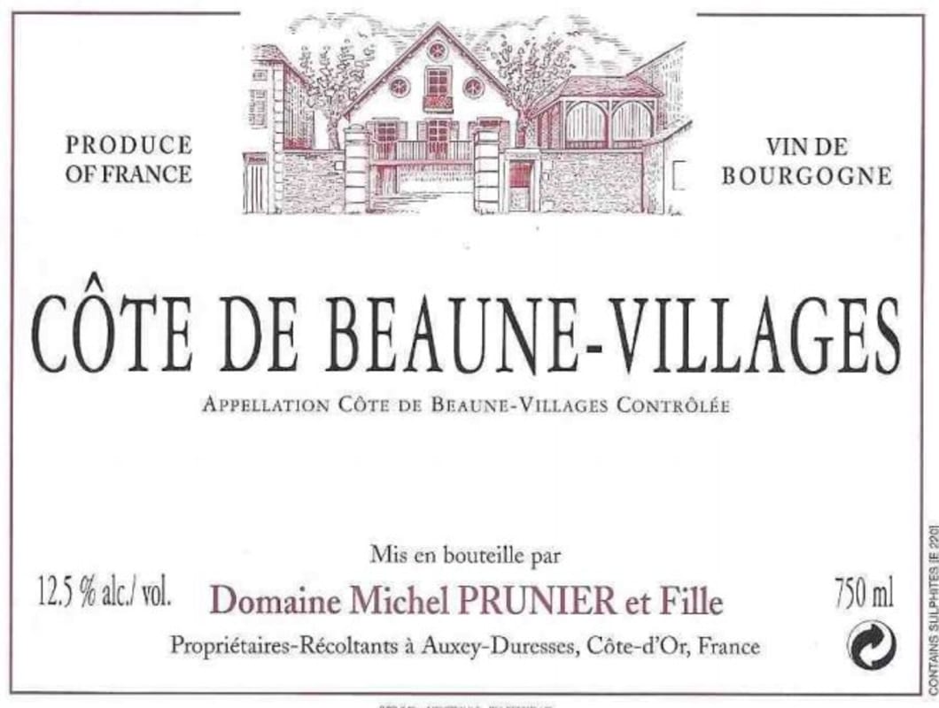 Prunier, M Cote De Beaune-Villages 2014 Front Label