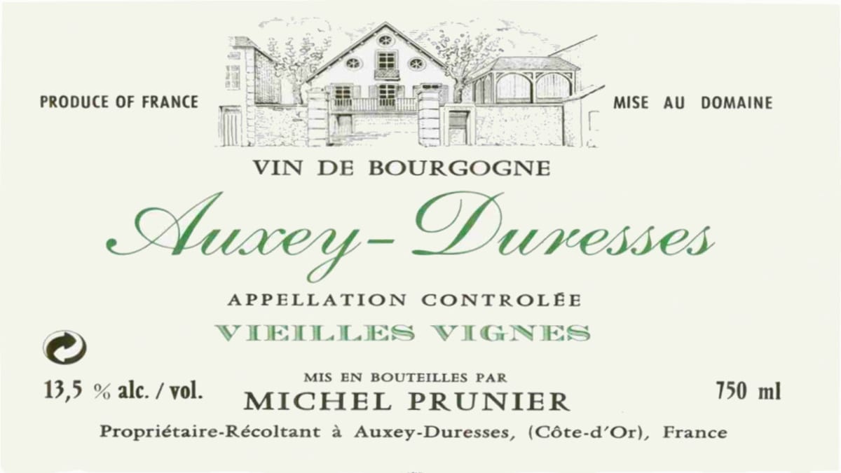 Prunier, M Auxey-Duresses Vieilles Vignes Blanc 2012 Front Label