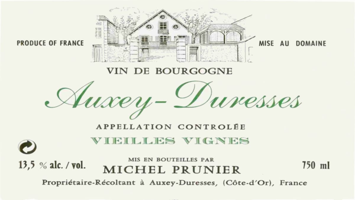 Prunier, M Auxey-Duresses Vieilles Vignes Blanc 2003 Front Label