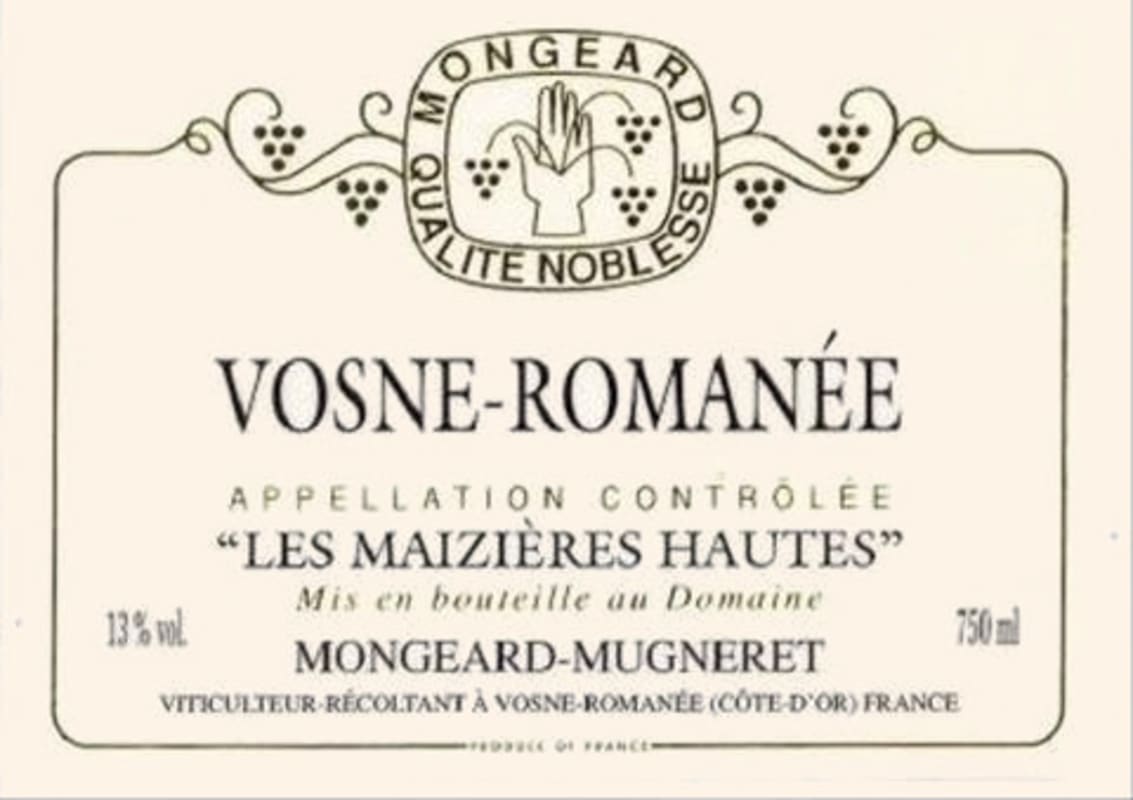 Mongeard-Mugneret Vosne-Romanee Les Maizieres Hautes 2014 Front Label