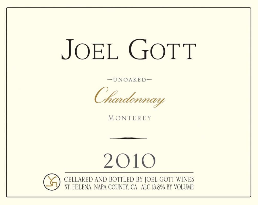 Joel Gott Unoaked Monterey Chardonnay 2010 Front Label