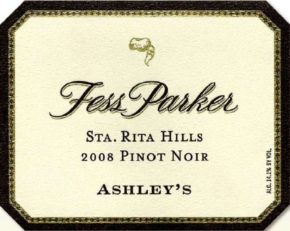 Fess Parker Ashley's Vineyard Pinot Noir 2008 Front Label