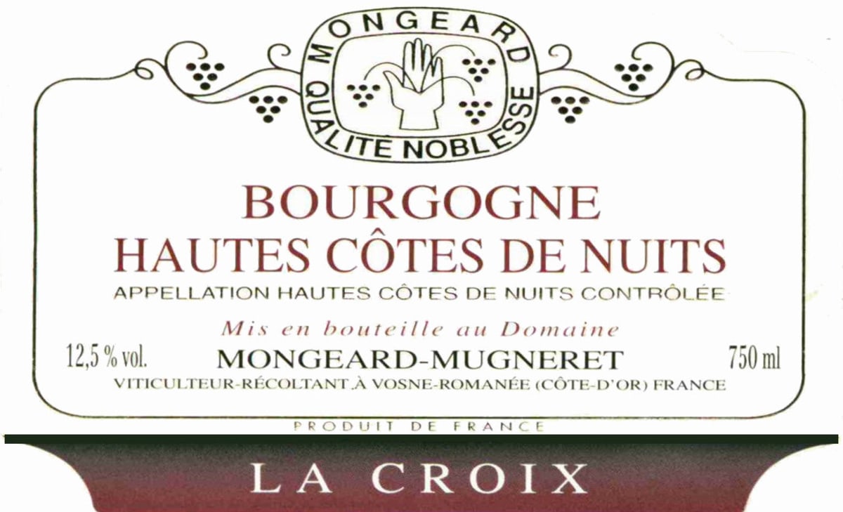 Mongeard-Mugneret Bourgogne Hautes Cotes de Nuits La Croix 2009 Front Label