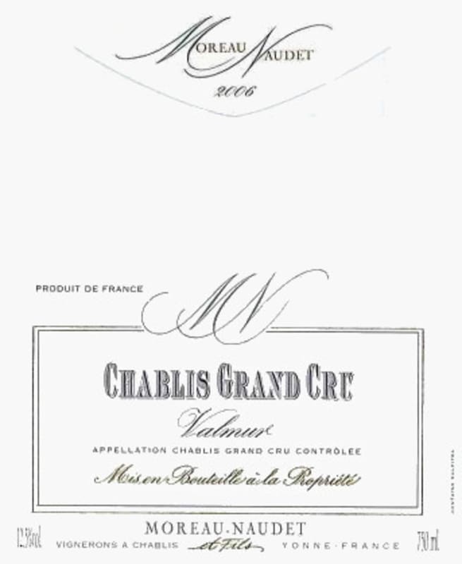 Moreau-Naudet Chablis Valmur Grand Cru 2006 Front Label