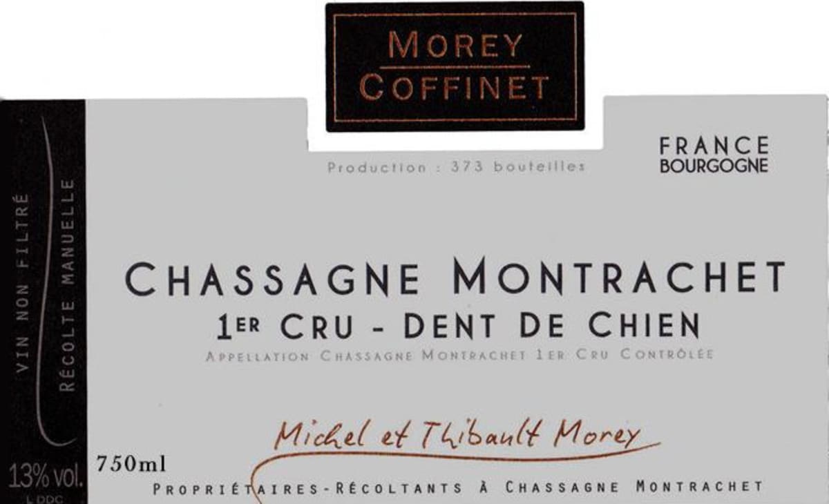 Morey-Coffinet Chassagne Montrachet Dent De Chien Premier Cru 2013 Front Label