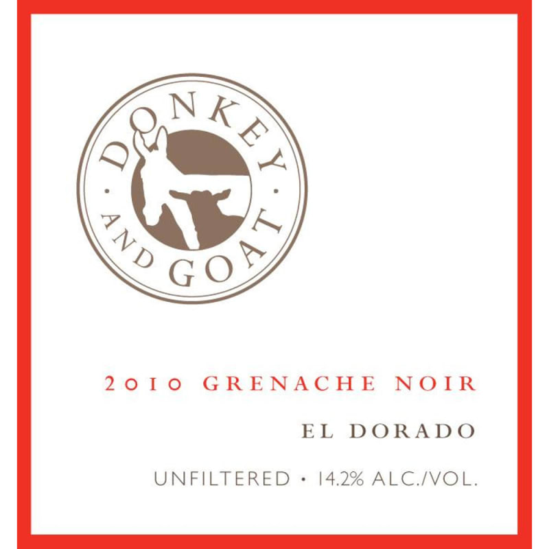 Donkey & Goat El Dorado Grenache Noir 2010 Front Label