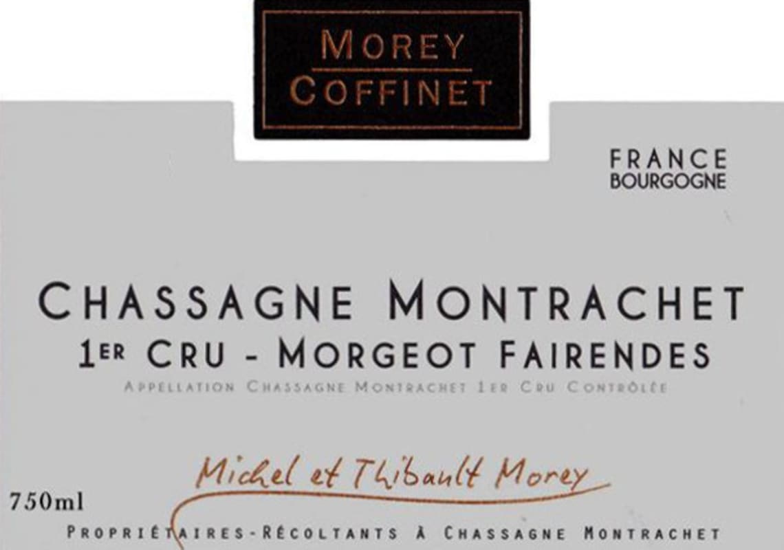 Morey-Coffinet Chassagne Montrachet Morgeot Fairendes Premier Cru 2012 Front Label