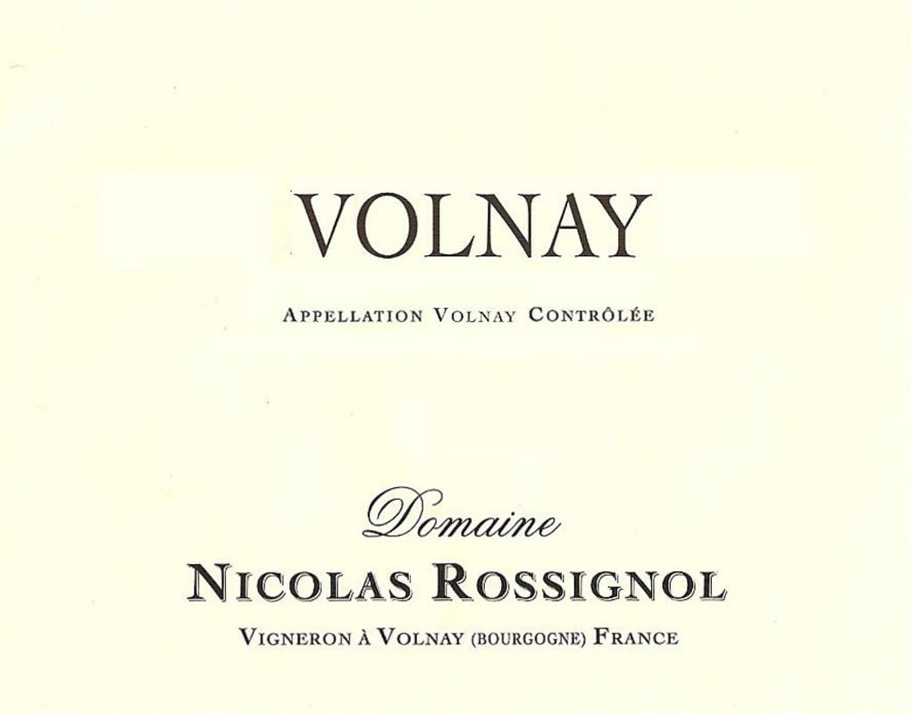 Domaine Nicolas Rossignol Volnay 2012 Front Label