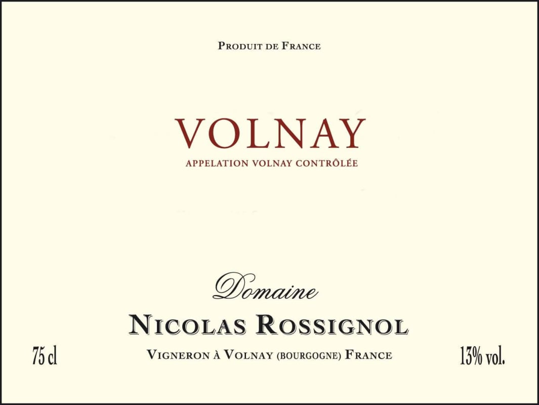 Domaine Nicolas Rossignol Volnay 2006 Front Label