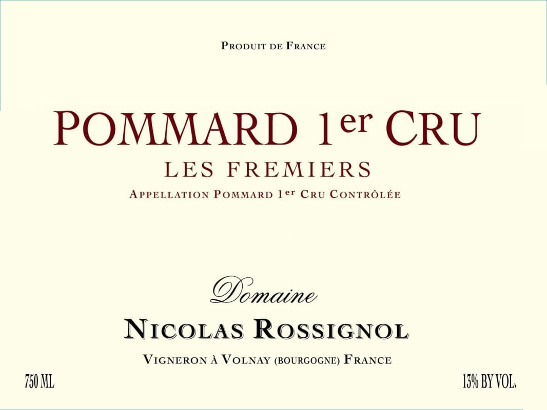 Domaine Nicolas Rossignol Pommard Les Fremiers Premier Cru 2010 Front Label