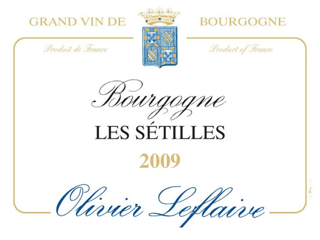 Olivier Leflaive Bourgogne Blanc Les Setilles 2009 Front Label
