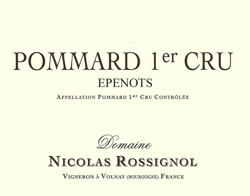 Domaine Nicolas Rossignol Pommard Epenots Premier Cru 2012 Front Label