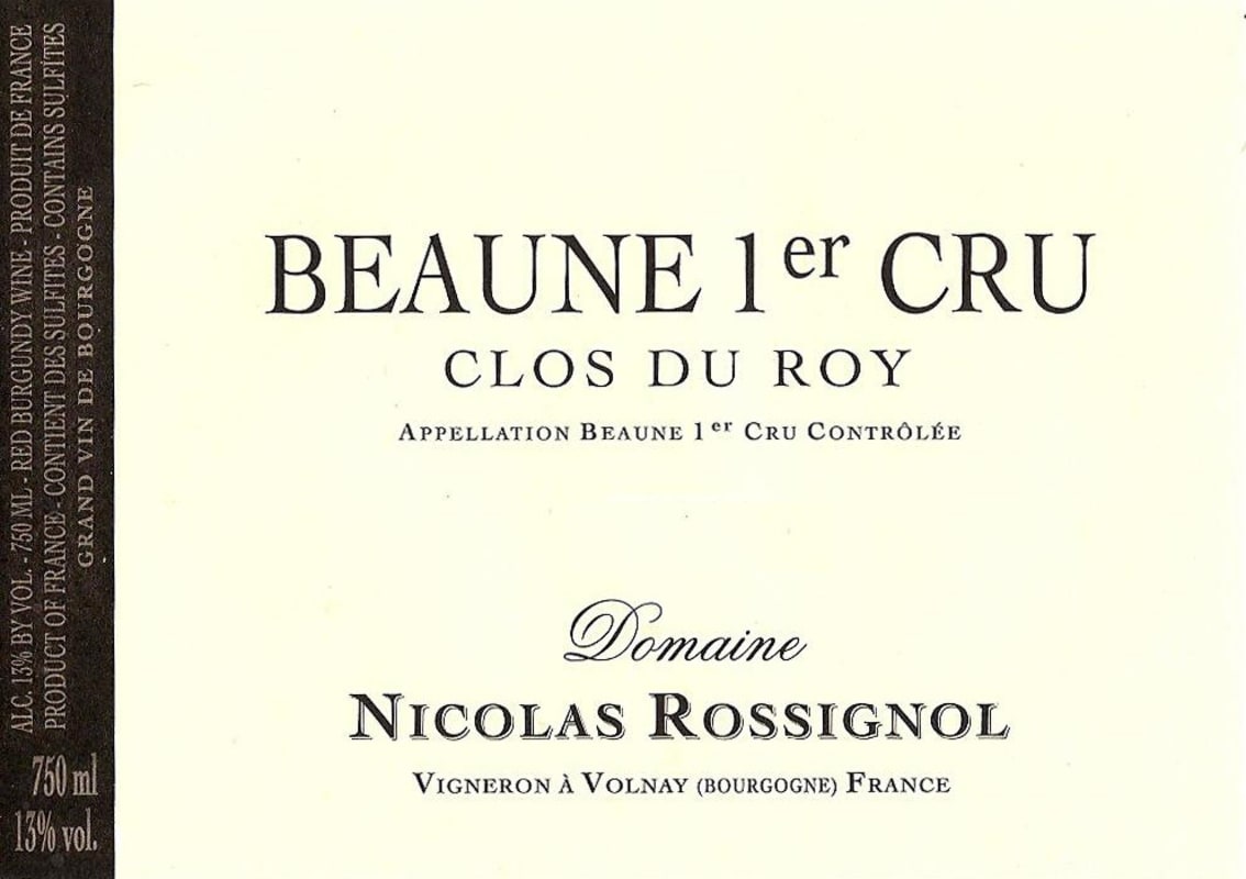 Domaine Nicolas Rossignol Beaune Clos du Roy Premier Cru 2011 Front Label