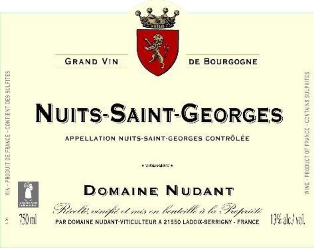 Domaine Nudant Nuits-Saint-Georges 2012 Front Label