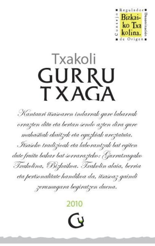 Bodega Gurrutxaga Bizkaiko Txakolina 2010 Front Label