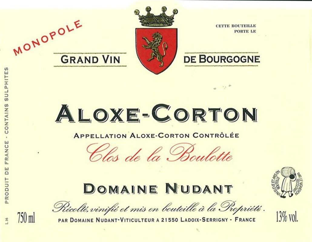 Domaine Nudant Aloxe-Corton Clos de la Boulotte Monopole 2012 Front Label
