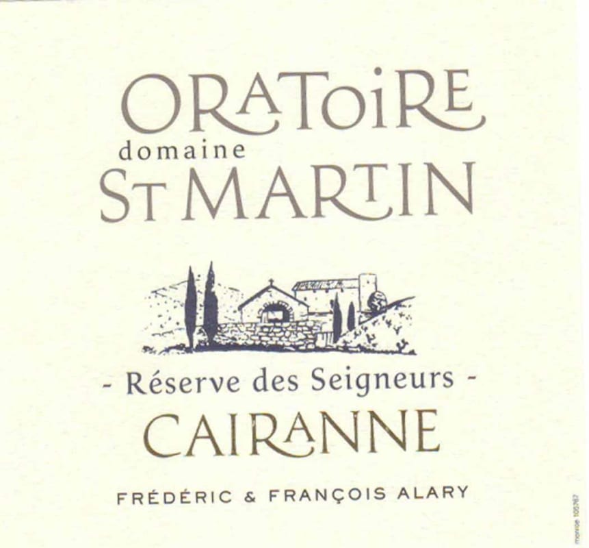 Dom. Oratoire St Martin Cairanne Reserve des Seigneurs Blanc 2012 Front Label