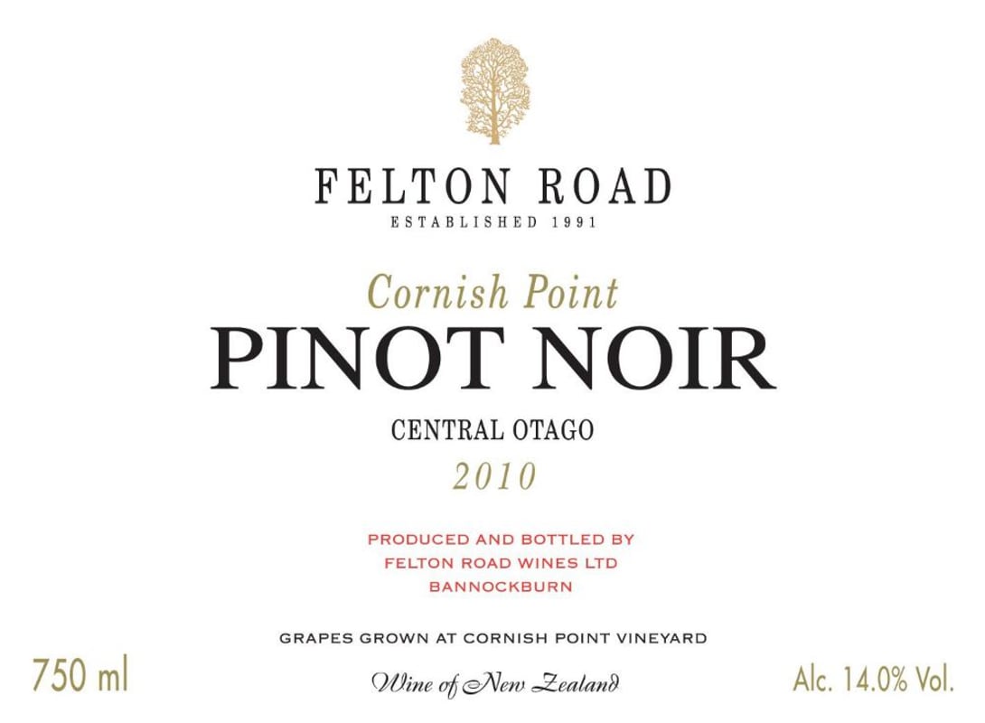 Felton Road Cornish Point Pinot Noir 2010 Front Label