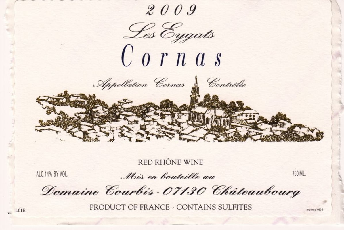 Courbis Cornas Les Eygats 2009 Front Label