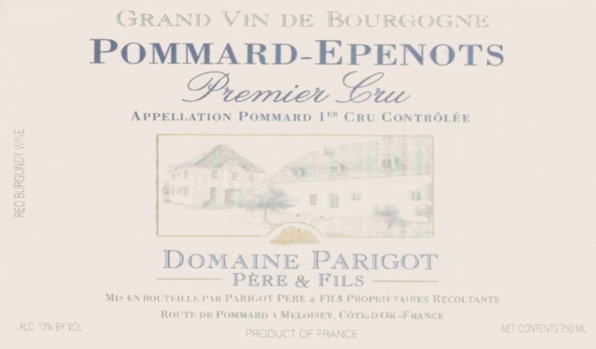 Domaine Parigot Pommard Epenots Premier Cru 2005 Front Label