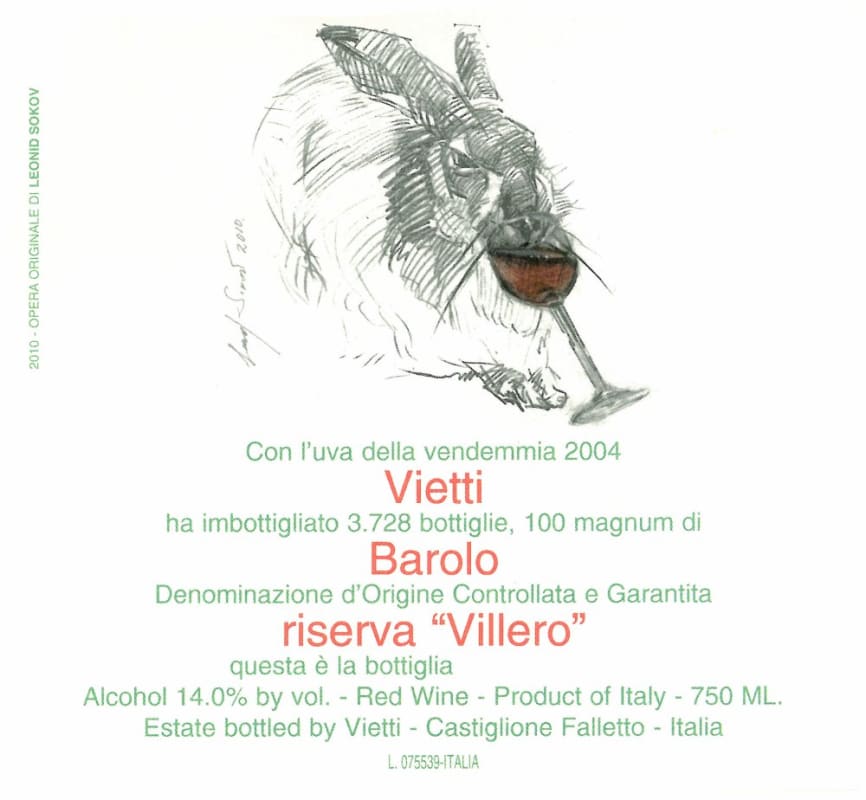 Vietti Barolo Riserva Villero 2004 Front Label