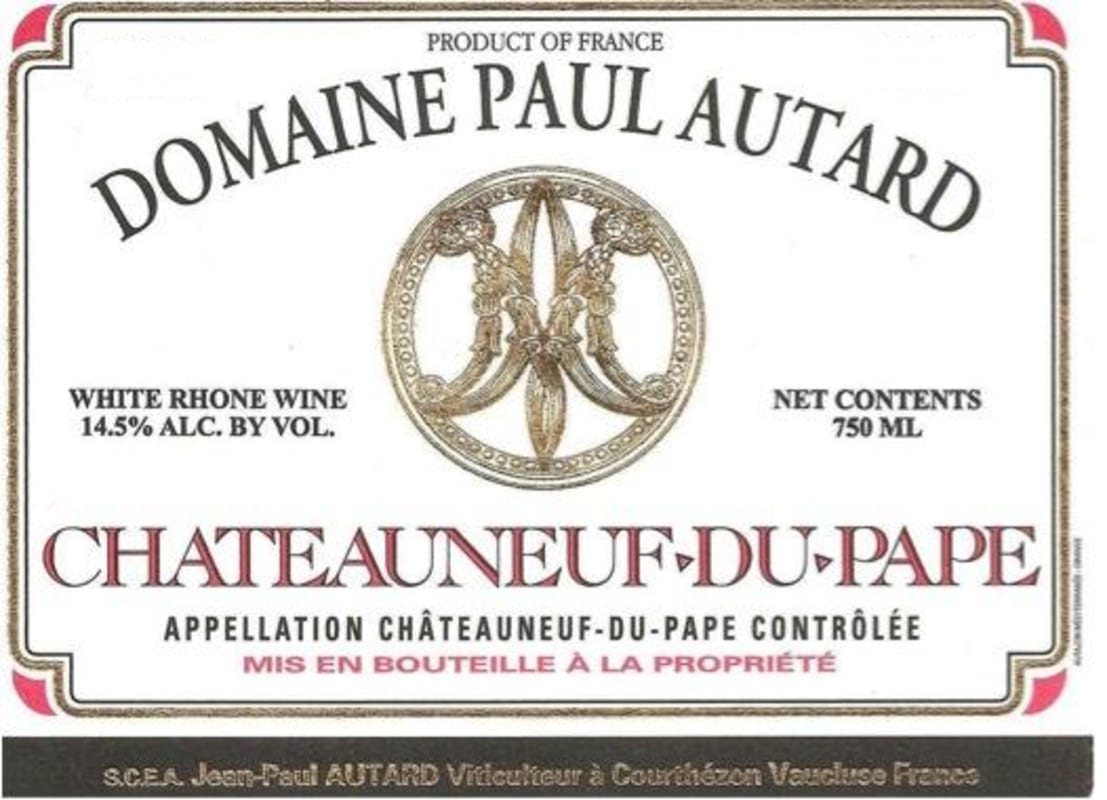 Domaine Paul Autard Chateauneuf-du-Pape Blanc 2010 Front Label