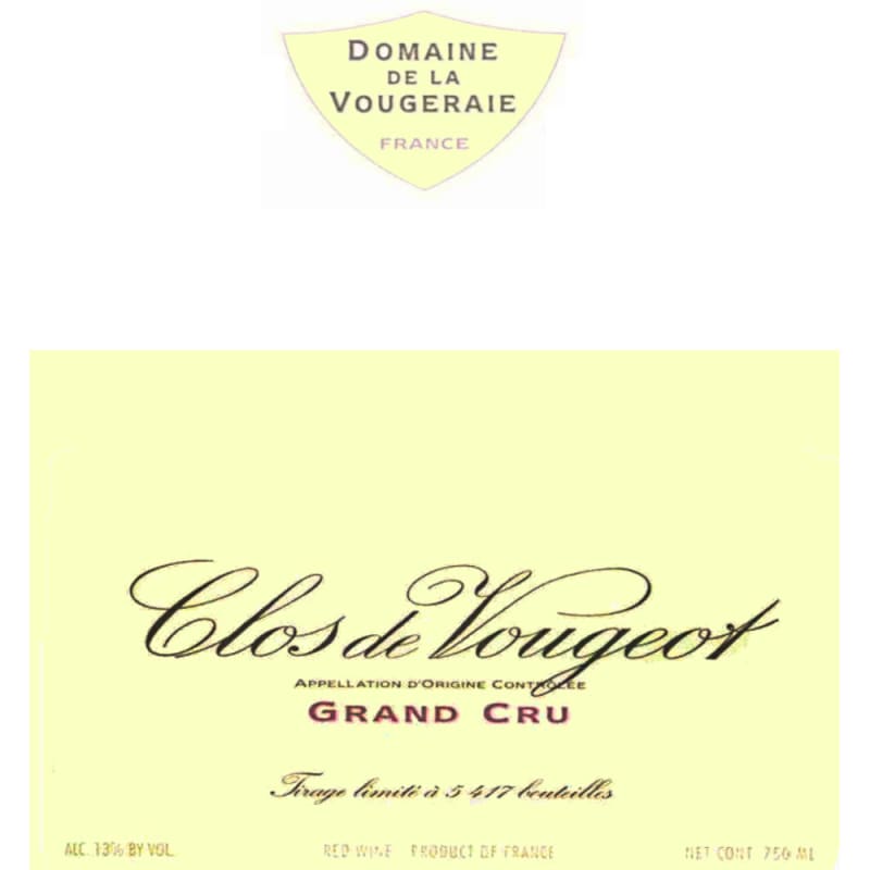 Domaine de la Vougeraie Clos de Vougeot Grand Cru 2008 Front Label