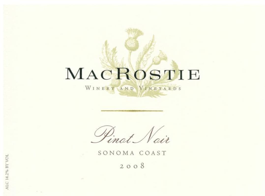 MacRostie Sonoma Coast Pinot Noir 2008 Front Label