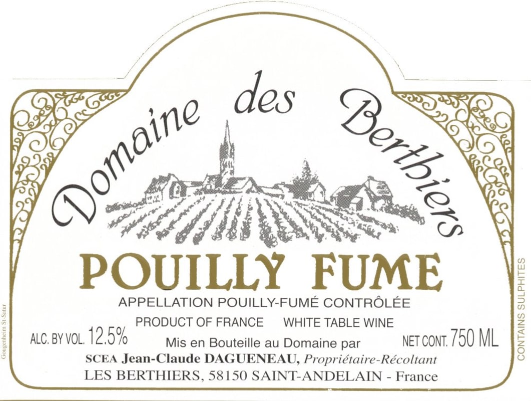 Domaine des Berthiers Pouilly Fume 2009 Front Label